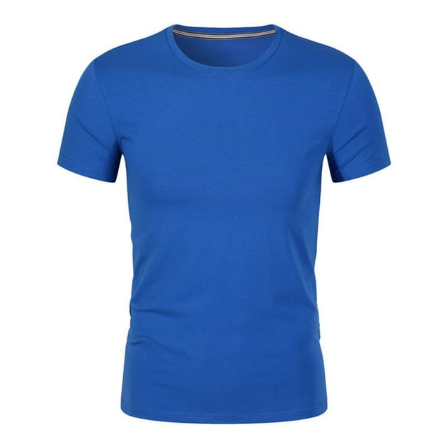 New summer arrivals YLSDY Men's Short Sleeve Workout T-Shirt Quick Dry Stretch Athletic Running Tops Tee Lightweight Casual Performance Shirts Blue S