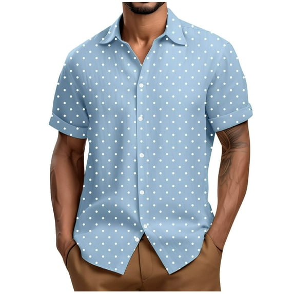 New summer arrivals YLSDY Mens Button Down Slim Fit Dress Shirt Short Sleeve Button Down Shirts Summer Business Casual Work Shirts Light Blue L