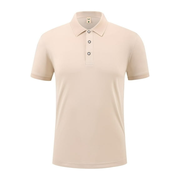 New summer arrivals YLSDY Tshirts Shirts for Men Solid Color Casual Blouse Clothing Turndown Collar Sleeved Tops Blouse Comfort Button Collared Shirts Khaki L
