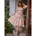 thumbnail image 1 of New summer style square neck flared long sleeve high waist dress loose maxi skirt, 1 of 6
