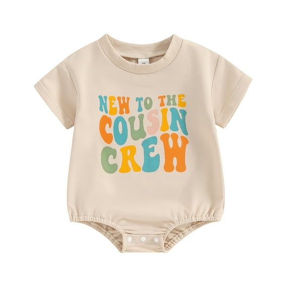 New to the Cousin Crew Outfit Baby Boy Girl Bubble Romper Long/Short Sleeve Oversized Bodysuit Infant Summer Clothes
