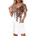 thumbnail image 1 of New trending & for spring GaThRRgYP Casual T-Shirt Short Sleeve Dress,Women's Fashion Summer Print Short-sleeved V-neck Casual Dress Brown M, 1 of 8