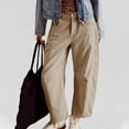 thumbnail image 1 of GaThRRgYP Wide Leg Jeans,Women Corduroy Mid-Rise Elastic Waist Loose Pockets Casual Pants, 1 of 7