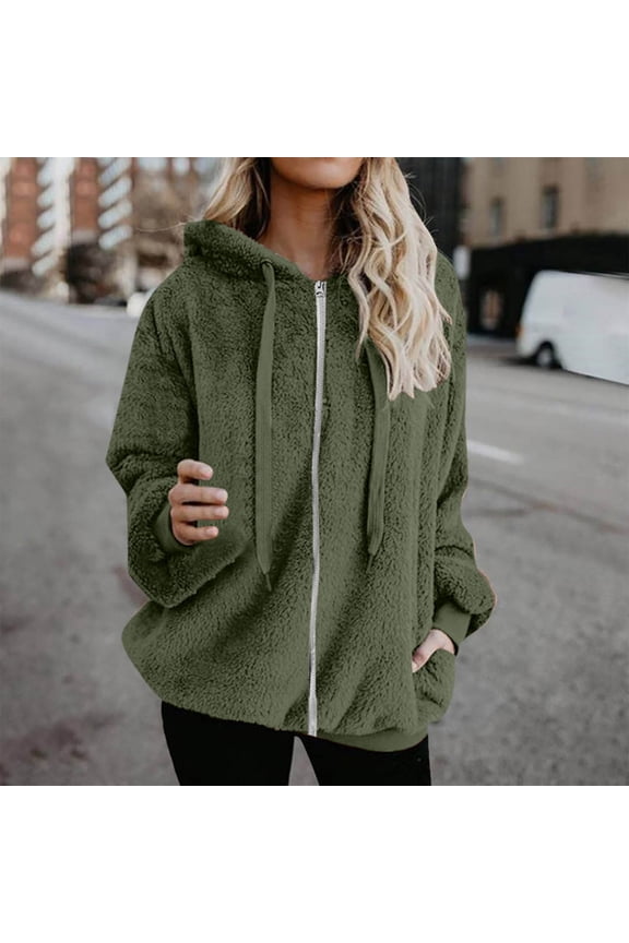 New trending & for spring GaThRRgYP Womens Jackets and Cardigans,Fashion Womens Warm Faux Coat Winter Zipper Solid Long Sleeve Outerwear Green S