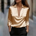 thumbnail image 1 of New trending & for spring GaThRRgYP Womens Long Sleeve T Shirt V Neck,Women's Temperament Solid Color Long Sleeve Round Collar Top/Shirt Beige S, 1 of 8