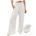 thumbnail image 1 of New trending & for spring LEBONYARD Womens Pants Dressy Casual,Women's Loose Wide Leg Pants High Waist Straight Pants Casual Pants White XXL, 1 of 8