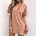 thumbnail image 1 of New trending & for spring Viikei Women's Tiered Ruffle Short Sleeve Dress,Plus Size Short Sleeve Dress for WomenO-Neck Mid-length Solid Color Dresses, 1 of 1
