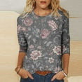 thumbnail image 1 of New trending & for spring Viikei Womens Summer Tops Plus Size,Ladies' Fashion Printed Round Neck Three Quarter Sleeve 3/4 Sleeve T-shirt Loose Gray S, 1 of 5