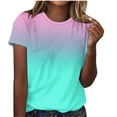 thumbnail image 1 of New trending & for spring GaThRRgYP Boho Short Sleeve Blouse - Women's Summer Tops,Women's Casual and Fashionable Printed T-shirt with Round Neck and Short Sleeved Top Pink M, 1 of 4