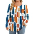 thumbnail image 1 of New trending & for spring GaThRRgYP Plus Size Womens Tops,Women's Fashion Printing Casual Round Neck Long Sleeve Button Loose T-shirt Daily Printed Top Orange L, 1 of 5