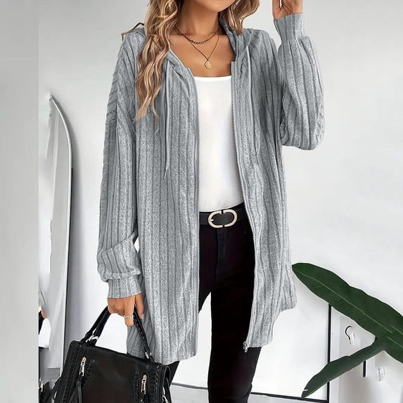 New trending & for spring GaThRRgYP Womens Cardigans Lightweight,Women Sweatshirt Zip Up Hoodie Fall Fashion Long Sleeve Coat Winter Clothing Outfits Gray M