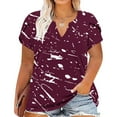 thumbnail image 1 of New trending & for spring GaThRRgYP Summer Tops for Women Plus Size,Womens Plus Size Summer Casual Neck T-Shirts Leaf Sleeve Fashion Loose Blouse Wine XXXXXL, 1 of 5