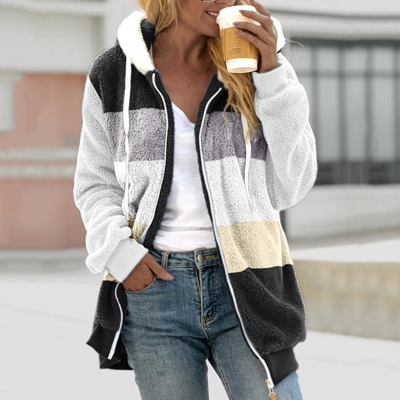 New trending & for spring GaThRRgYP Womens Jackets Plus Size,Fashion Women's Zipper V-Neck Pullover Tops Long Sleeve Hooded Blouse Sweatshirt Black S