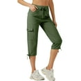 thumbnail image 1 of New trending & for spring LEBONYARD Linen Pants Women,Capris Womens Pants with Pockets Loose Casual Dressy Lightweight Ladies Baggy Cargo Shorts Capris for Hiking Army Green XXL, 1 of 6