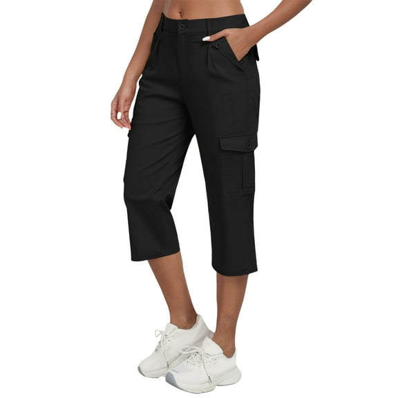 New trending & for spring LEBONYARD Linen Pants Women,Fashion Womens Casual Color Casual Elastic High Waist Wide Cropped Leg Loose Outdoor Fitness Running Climbing Trousers Pocket Pants Black XXL