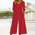 thumbnail image 1 of New trending & for spring LEBONYARD Womens Pants with Pockets,Women Summer Floral Print Casual Short Sleeved V-neck Back Zipper Side Pocket Jumpsuit Pants Red XXL, 1 of 5