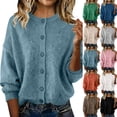 thumbnail image 1 of New trends for her GaThRRgYP Long Sleeve Top for Woman Crewneck T-Shirts,Warm Tops Casual Loose Buttons Cardigan Long Sleeve Round Neck Soft Knit Sweater Blouse Coffee XL, 1 of 5