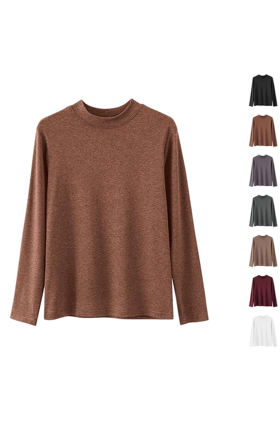 New trends for her GaThRRgYP Womens Sweatshirt Fall Plus Size,Mid Neck Base Shirt for Women Slim and Versatile Small Stand Up Collar Long Sleeved T-shirt Gray M