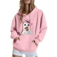 thumbnail image 1 of New trends for her GaThRRgYP Womens Sweatshirts Plus Size,Women Long-sleeved Hooded Pocket Halloween Printed Casual Loose Sweatshirt Pink XS, 1 of 4