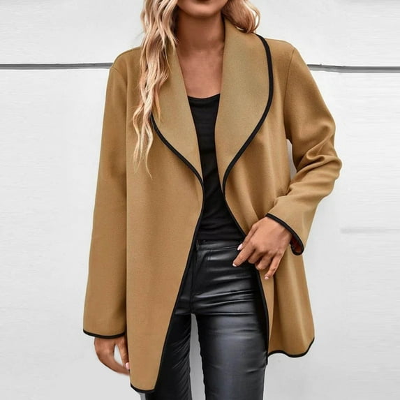 New trends for her GaThRRgYP Womens Jackets Lightweight,Women's Fall and Winter Straight Cardigan Button Pocket Coat Khaki S