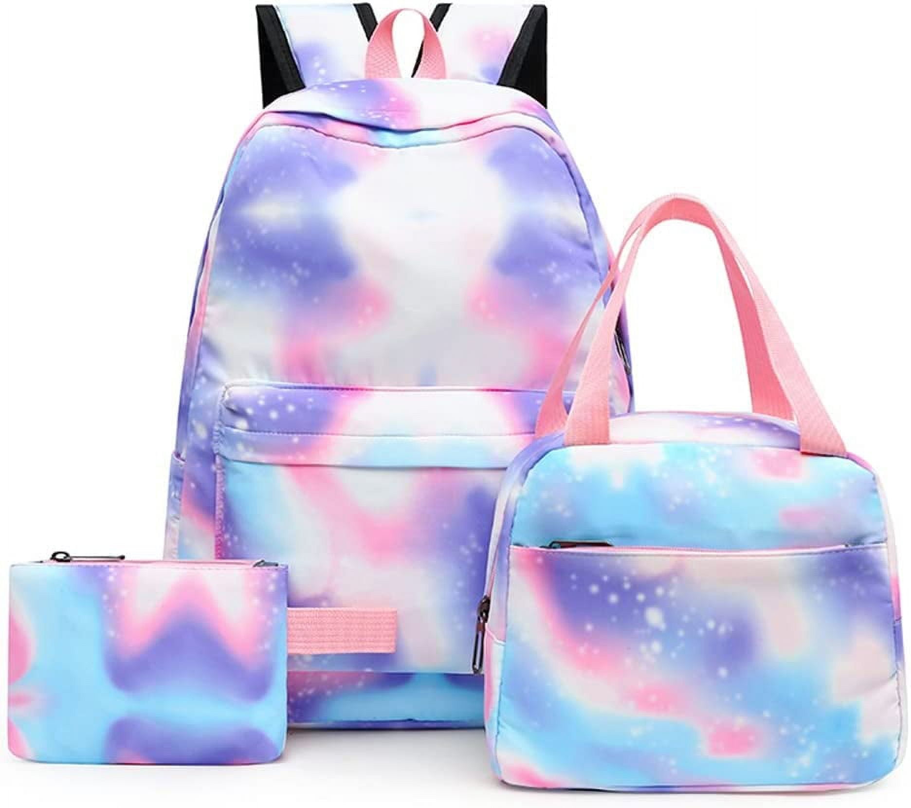 New trendy three-piece backpack girl starry sky graffiti printing primary  school student bag lightweight waterproof backpack