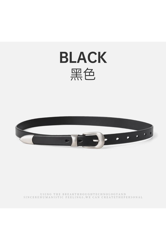 New vintage European and American casual style women's belt with alloy pin buckle, genuine cowhide thin belt, personalized for wearing with jeans