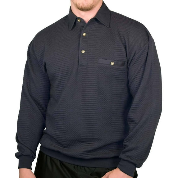 New w/ Tags LD Sport Solid Textured Long Sleeve Banded Bottom Shirt - Dark Navy