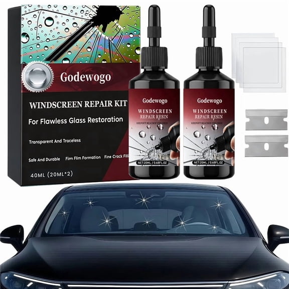 Godewogo Windshield Crack Repair Kit,Universal Cracks Gone Glass Repair Kit,Glass Repair Liquid for Cracks, Universal for Car Truck SUV, Auto Glass Crack Repair Fluid, Quick Fix DIY Repair Tools