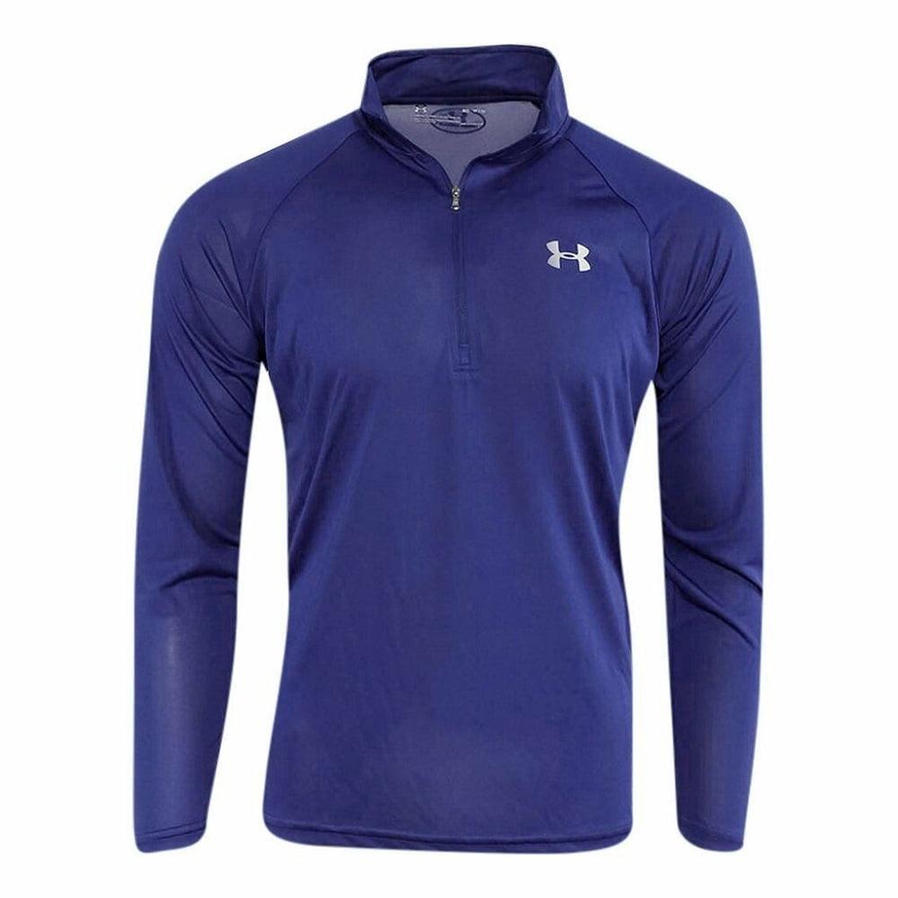 New with Tags Men's Under Armour 1/2 Zip Tech Muscle Pullover Long Sleeve  Shirt, Navy, Large 