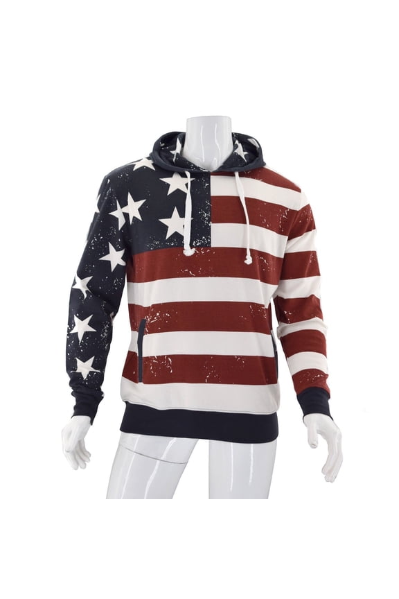 New with Tags Mens American Summer Patriotic American Flag Print Hoodie
