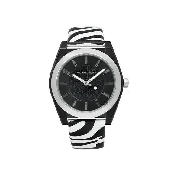 Pre-Owned Michael Kors Channing Zebra Print Steel Lady Quartz Watch MK2856