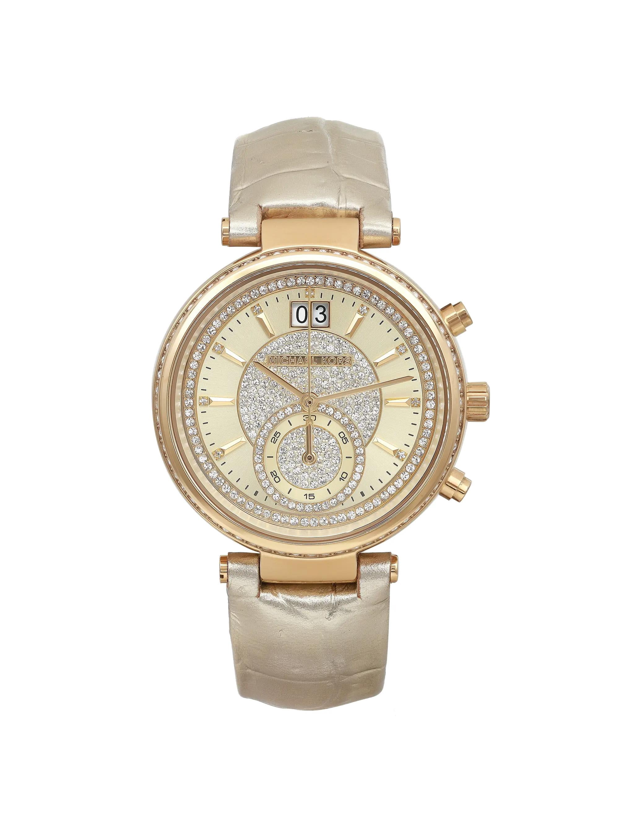 Michael Kors Sawyer Steel Ladies Crystals Quartz Watch 