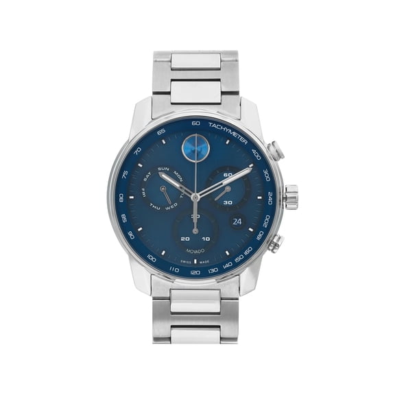 Pre-Owned s Movado BOLD Verso 44mm Blue Dial Steel Men Quartz Watch 3600740
