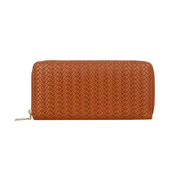 New women's wallet medium and long zipper clutch bag European and American fashion pu leather woven wallet change bag
