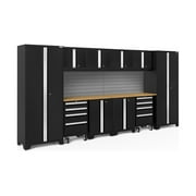 NewAge Products Bold Series Black 12 Piece Cabinet Set, Heavy Duty 24-Gauge Steel Garage Storage System, Slatwall Included