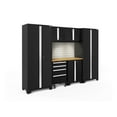 thumbnail image 1 of NewAge Products Bold Series Black 7 Piece Cabinet Set, Heavy Duty 24-Gauge Steel Garage Storage System, Slatwall / LED Lights Included, 1 of 17
