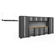 NewAge Products Bold Series Gray 13 Piece Cabinet Set, Heavy Duty 24-Gauge Steel Garage Storage System, Slatwall / Wall Mounted Shelf Included