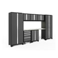 thumbnail image 1 of NewAge Products Bold Series Gray 8 Piece Cabinet Set, Heavy Duty 24-Gauge Steel Garage Storage System, LED Lights Included, 1 of 8