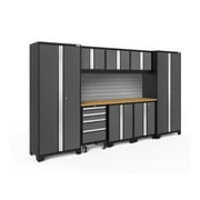 NewAge Products Bold Series Gray 9 Piece Cabinet Set, Heavy Duty 24-Gauge Steel Garage Storage System, Slatwall Included