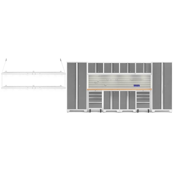 NewAge Products Bold Series Platinum 14 Piece Cabinet Set, 24-Gauge Steel Complete Garage Storage System