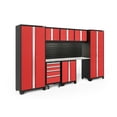 thumbnail image 1 of NewAge Products Bold Series Red 8 Piece Cabinet Set, Heavy Duty 24-Gauge Steel Garage Storage System, Slatwall / LED Lights Included, 1 of 5