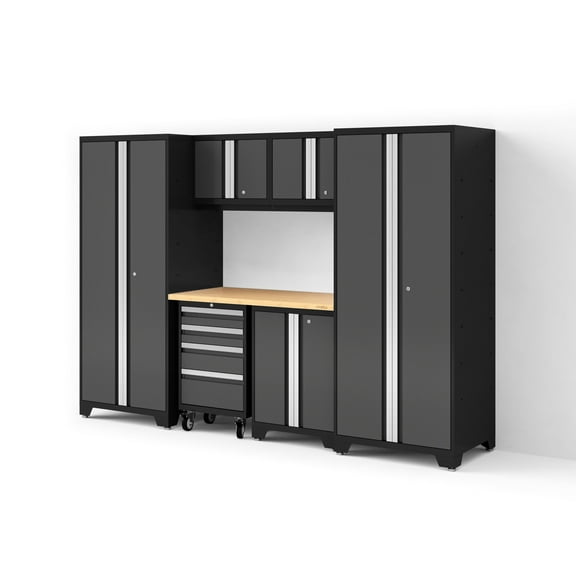 NewAge Products Bold Series XL 7 Piece Garage Cabinets Set with Tool, Base, Wall Cabinets and 30 in. Lockers