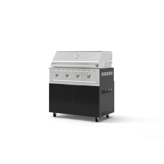 NewAge Products Outdoor Kitchen Aluminum 2 Piece Cabinet Set with Casters, Grill Cabinet and Performance Grill