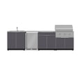 thumbnail image 1 of NewAge Products Outdoor Kitchen Aluminum 6 Piece Cabinet Set with Sink, Bar, Grill Cabinet, Performance Grill, Countertop and Stainless Steel Door Fridge, 1 of 16