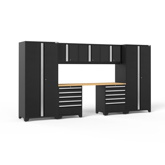 NewAge Products Pro Series Black 8-Piece Garage Storage Cabinet Set
