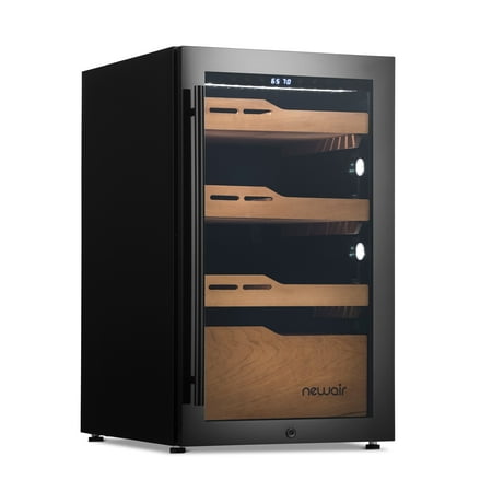 NewAir - 840 Count Cigar Humidor Wineador with Built-in Humidification System and Opti-Temp Heating & Cooling Function - Black