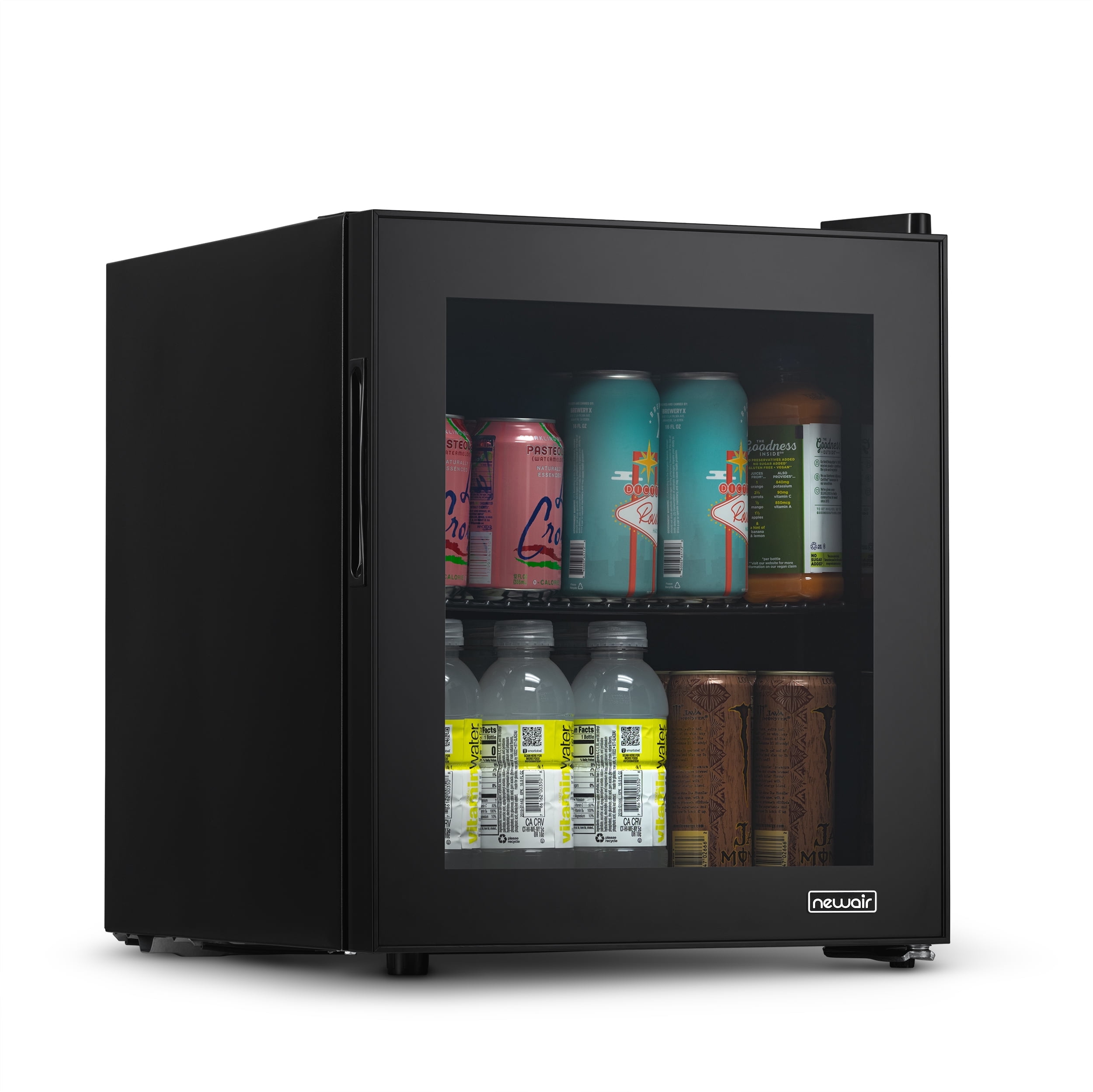 Compact Black Stainless Steel 60 Can Beverage Cooler with Glass Door