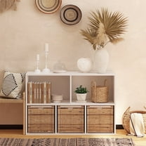 NewBeth 5 Cube Storage Organizer,White Cube Shelf Wood Cubby Bookcase Cube Organizer Bins Wooden Book Shelves for Bedroom Living Room Nursery Playroom