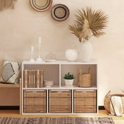 NEWADARA 5 Cube Storage Organizer,White Cube Shelf Wood Cubby Bookcase Cube Organizer Bins Wooden Book Shelves for Bedroom Living Room Nursery Playroom