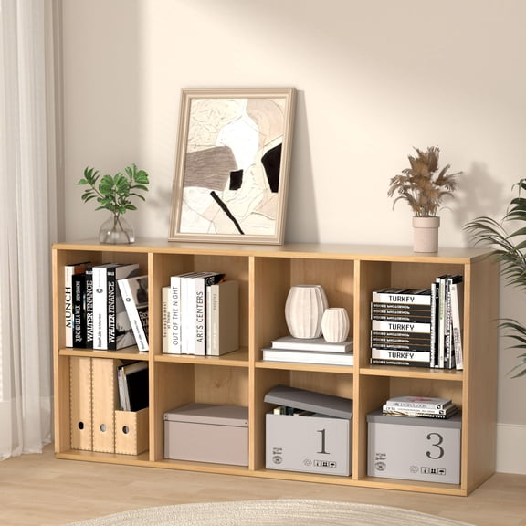 NEWADARA Wooden 8 Cube Storage Organizer with Closed Back Panel,Cube Shelf Cubby Storage Organizer with Compartments for Living,Bookshelf for Adult